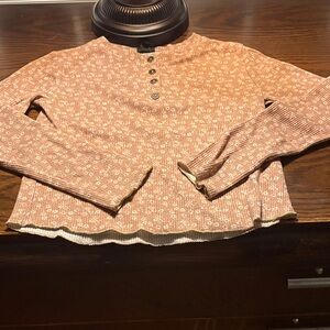 Art Class Peach Floral Button-Up
